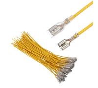 sourcing map 60 terminali a crimpare femmina con manicotto isolante da 6,30 mm, kit assortito di connettori rapidi a forcella femmina con fili da 20 cm, copertura ignifuga, giallo