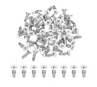 sourcing map 60 viti autofilettanti a testa piatta bianca, M4,2 x 13 mm, in acciaio inox 410, viti autofilettanti per viti per lamiera metallica, argento