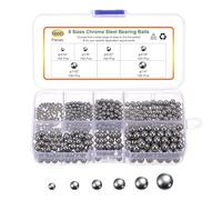 sourcing map 600pcs G16 Sfere di Precisione Assortimento Kit 1/4 "3/16" 7/32 "5/32" 1/8" 3/32 "Acciaio Cromato Solido Cuscinetto Sfere