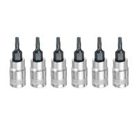 sourcing map 6Pcs Torx Bit Socket 1/4 "Drive T10 S2 Acciaio Star Head Cacciavite Punte per Trapano CR-V Adattatore Presa in Acciaio per Casa Auto Asse Hex Dadi Bulloni Riparazione