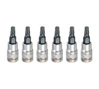 sourcing map 6Pcs Torx Bit Socket 1/4 "Drive T25 S2 Acciaio Star Head Cacciavite Punte per Trapano CR-V Adattatore Presa in Acciaio per Casa Auto Asse Hex Dadi Bulloni Riparazione