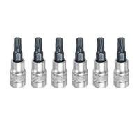sourcing map 6Pcs Torx Bit Socket 1/4 "Drive T30 S2 Acciaio Star Head Cacciavite Punte per Trapano CR-V Adattatore Presa in Acciaio per Casa Auto Asse Hex Dadi Bulloni Riparazione