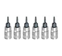 sourcing map 6Pcs Torx Bit Socket 1/4 "Drive T8 S2 Acciaio Star Head Cacciavite Punte per Trapano CR-V Adattatore Presa in Acciaio per Casa Auto Asse Hex Dadi Bulloni Riparazione