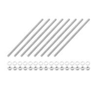 sourcing map 8 aste completamente filettate, M6 x 150 mm, in acciaio inox 201, filettatura destra, con dadi e rondella piatta, barra completamente borchiata per morsetti, ganci e bulloni a U