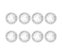 sourcing map 8 bottoni rotondi con perle finte, 15 mm, alla moda, vintage, da cucire, per abbigliamento, maglioni, cappotti, abiti, decorazioni per lavori a maglia, argento