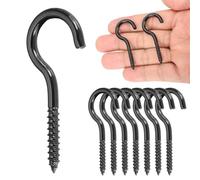 sourcing map 8 ganci a vite ad occhiello, M4 x 50 mm, in acciaio inossidabile 304, resistenti, viti autofilettanti, a estremità aperta, per interni ed esterni, per appendere opere d'arte, nero