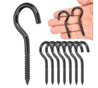 sourcing map 8 ganci a vite ad occhiello, M5 x 65 mm, in acciaio inossidabile 304, resistenti, viti autofilettanti, a estremità aperta, per interni ed esterni, per appendere opere d'arte, nero