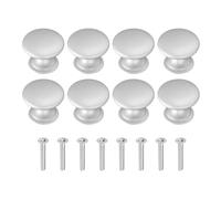 sourcing map 8 pomelli per armadietti, 2,5 cm, rotondi, solidi, per cassetti, in lega di alluminio, con viti, per armadi da cucina, camera da letto, comò, armadio, argento