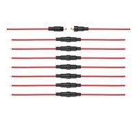 sourcing map 8 portafusibili a vite in linea da 6 x 30 mm, 250 V 10 A, fusibile a piombo a soffiaggio rapido con filo 22 AWG da 20 cm