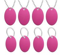 sourcing map 8 targhette per cani in alluminio, 38 mm, ovali, con timbratura, con catene e anelli, per collane per animali domestici, decorazioni fai da te, colore rosso rosa