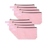 sourcing map 8 trousse per trucchi in tela di cotone, 19 x 13 cm, con cerniera e cinghia, multiuso, in tinta unita, con cerniera, per donne e adolescenti, colore rosa