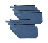 sourcing map 8 trousse per trucchi in tela di cotone, 19 x 13 cm, con cerniera e cinghia, multiuso, tinta unita, per articoli da toeletta e matite, per donne e adolescenti, blu scuro