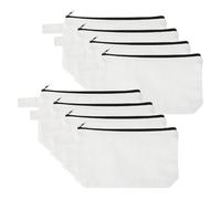 sourcing map 8 trousse per trucchi in tela di cotone, 21 x 13 cm, con cerniera e cinghia, multiuso, in tinta unita, con cerniera, per donne e adolescenti, colore bianco