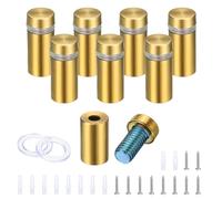 sourcing map 8 viti distanziali da 30,2 x 3,8 cm, in acciaio inox, per montaggio a parete per specchi da bagno, kit con viti e tasselli per cornici pubblicitarie in vetro acrilico, oro