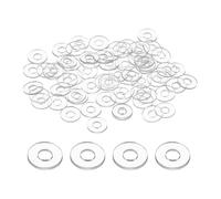sourcing map 80 rondelle piatte M2 in PVC trasparente, diametro interno 2 mm, diametro esterno 5 mm, spessore 0,3 mm, guarnizione per porta della doccia, porta asciugamani, trasparenti