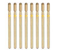 sourcing map 8pcs 325-400 Grane Diamante Rettifica Bit 2.5mm Cilindrico Testa a Sfera 2.35mm Gambo 7.3mm Lunghezza Titanio Placcato Pietra Levigatura Punte Rotary Tool per Unghie Rettifica Lucidatura