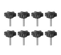 sourcing map 8pcs Star Knobs M6 x 30mm 304 Acciaio Inox Filettato Stud 38mm Plastica 6-Star Testa di serraggio a mano Vite di serraggio Jig Manopola Maniglia, Nero
