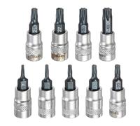sourcing map 9Pcs Torx Bit Socket 1/4 "Drive T7-T40 S2 Acciaio Star Head Cacciavite Punte per Trapano CR-V Adattatore Presa in Acciaio per Casa Auto Asse Hex Dadi Bulloni Riparazione