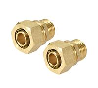 sourcing map Adattatore connettore per tubo di compressione in ottone, 18 mm, diametro esterno x G1/2 maschio, tono oro, 2 pezzi