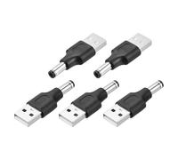 sourcing map Adattatore da USB A maschio a DC 2521 maschio 5 V convertitore di alimentazione per computer portatili, tablet, ventole, smartphone, lampada LED da scrivania, ricarica, 5 pezzi, nero