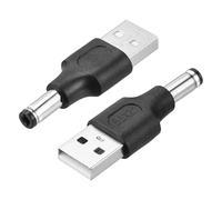 sourcing map Adattatore da USB A maschio a DC 2521 maschio 5 V convertitore di alimentazione per computer portatili, tablet, ventole, smartphone, lampada LED da scrivania, ricarica, 2 pezzi, nero