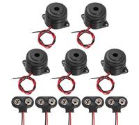 sourcing map Allarme piezoelettrico elettronico con segnale acustico intermittente attivo e intermittente, 5 pezzi, CC 3-24 V, 100 dB, 3500 Hz, connettore batteria per moto, golf, auto, auto, auto