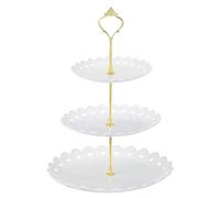 sourcing map Alzata per cupcake a 3 livelli, vassoio da portata rotondo a più livelli da 15/20/25 cm, per dessert, frutta, tavolo di compleanno, decorazione per feste, colore bianco (vuoto)