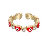 sourcing map Anello malocchio, anello a forma di cuore malocchio, da donna, con scatola decorativa per la protezione della fede turca, fai da te, Metallo, Zircone sintetico