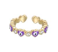 sourcing map Anello malocchio, anello a forma di cuore malocchio, da donna, con scatola decorativa per la protezione della fede turca, fai da te, Metallo, Zircone sintetico