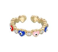 sourcing map Anello malocchio, anello a forma di cuore malocchio, da donna, con scatola decorativa per la protezione della fede turca, fai da te, Metallo, Zircone sintetico