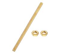 sourcing map Asta completamente filettata in ottone, M6 x 1 mm, filettatura destra, borchie con dadi esagonali in ottone massiccio, 100 mm di lunghezza, filettate per ancoraggi, bulloni, ganci e