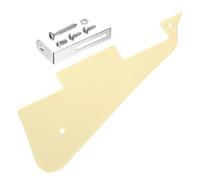 sourcing map Battipenna a 1 strato per chitarra LP, battipenna a 2 fori per chitarra elettrica, piastra antigraffio con staffa cromata argento per serie Les Standard, giallo crema