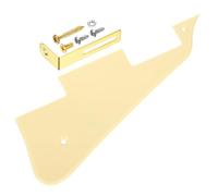 sourcing map Battipenna a 1 strato per chitarra LP, battipenna a 2 fori per chitarra elettrica, piastra antigraffio con staffa cromata dorata per serie Les Standard, beige