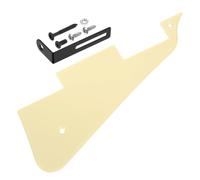 sourcing map Battipenna a 1 strato per chitarra LP, battipenna a 2 fori per chitarra elettrica, piastra antigraffio con staffa cromata nera per serie Les Standard, giallo crema