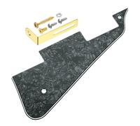 sourcing map Battipenna per chitarra LP a 4 strati, battipenna per chitarra elettrica a 2 fori, piastra antigraffio con staffa cromata dorata per serie Les Standard, nero perla