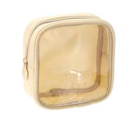 sourcing map Beauty case trasparente, piccola borsa per cosmetici, organizer trasparente per articoli da toeletta con cerniera, astuccio portatile per uso quotidiano, Giallo, Mini, Classico