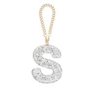 sourcing map Bling Car Letter Charm, lettera S interno auto specchietto retrovisore decorazione appeso cristallo ornamenti per donne borse tazza d'acqua fai da te, bianco