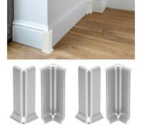 sourcing map Blocchi angolari autoadesivi per battiscopa, 10 cm, protezione per angoli della parete, 2 interni + 2 angoli esterni, connettore per pareti, pavimenti, mobili (argento)