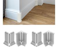 Sourcing map Blocchi angolari autoadesivi per battiscopa, protezione per angolo di bordo da 5,6 cm per 2 angoli interni + 2 esterni - connettore per bordo di pareti, pavimenti e mobili (Argento)