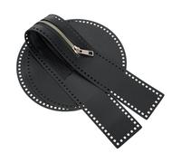 sourcing map Borsa a rete fai da te in pelle PU e tela di tela, borsa a rete per maglieria, accessori con cerniera per uncinetto fatto a mano, nero