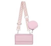 sourcing map Borsa a tracolla da donna con cinturino, portafoglio per cellulare, cordino con portamonete, rosa