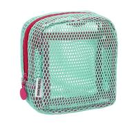 sourcing map Borsa per trucchi in rete, borsa portatile per cosmetici, 11,9 cm, mini trousse da viaggio con cerniera colorata, organizer per accessori quotidiani, borsa, azzurro