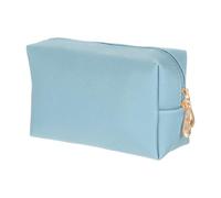 sourcing map Borsa per trucco quadrata in pelle PU Borsa organizer cosmetica con cerniera Borsa da viaggio per articoli da toeletta per le donne per il supporto della spazzola di, Azzurro