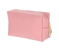 sourcing map Borsa per trucco quadrata in pelle PU Borsa organizer cosmetica con cerniera Borsa da viaggio per articoli da toeletta per le donne per il supporto della spazzola di, Rosa corallo.