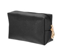 sourcing map Borsa per trucco quadrata in pelle PU Borsa organizer cosmetica con cerniera Borsa da viaggio per articoli da toeletta per le donne per il supporto della spazzola di, Nero