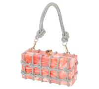 sourcing map Borse da sera, pochette in acrilico Marbling Bag Wedding Prom Party, Arancione chiaro.