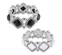 sourcing map Braccialetti bohémien turchese da donna con perline quadrate turchesi braccialetto elastico impilabile per accessori per gioielli in stile bohémien occidentale country, normal, Gemma