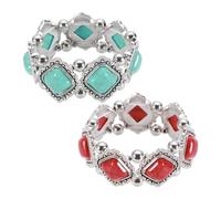 sourcing map Braccialetti bohémien turchese da donna con perline quadrate turchesi braccialetto elastico impilabile per accessori per gioielli in stile bohémien occidentale country, normal, Gemma