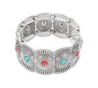 sourcing map Braccialetti da donna con turchese bohémien modello turchese elastico impilabile cinturino da polso per Western Boho Country costume gioielli accessori, normal, Pietra preziosa