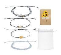 sourcing map Braccialetti girasole Boemia Surf Amicizia Bracciali Regolabile Girasole Corda Intrecciata Set con Carta & Borsa a Rete, One Size, Poliestere, Non pietra preziosa